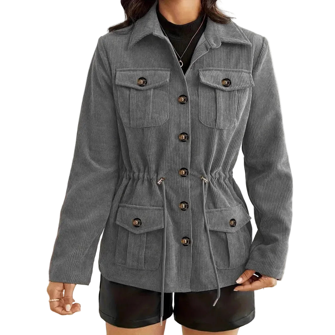 Relaxed Utility Style Button Front Jacket with Oversized Casual Silhouette