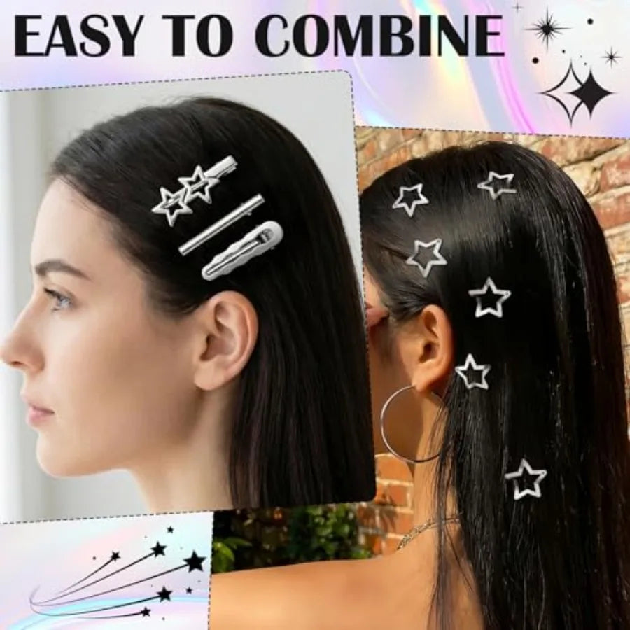 Y2K Star Hair Clip Set Celestial Alternative Fashion Accessories