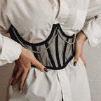 Mesh Underbust Corset Belt with Structured Boning and Sculpted Waist Design