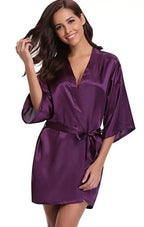 Classic Solid Satin-Finish Wrap Robe with Matching Tie Belt