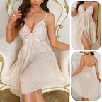 Ethereal Sheer Floral Babydoll Nightgown with Lace Bodice and Asymmetrical Hem
