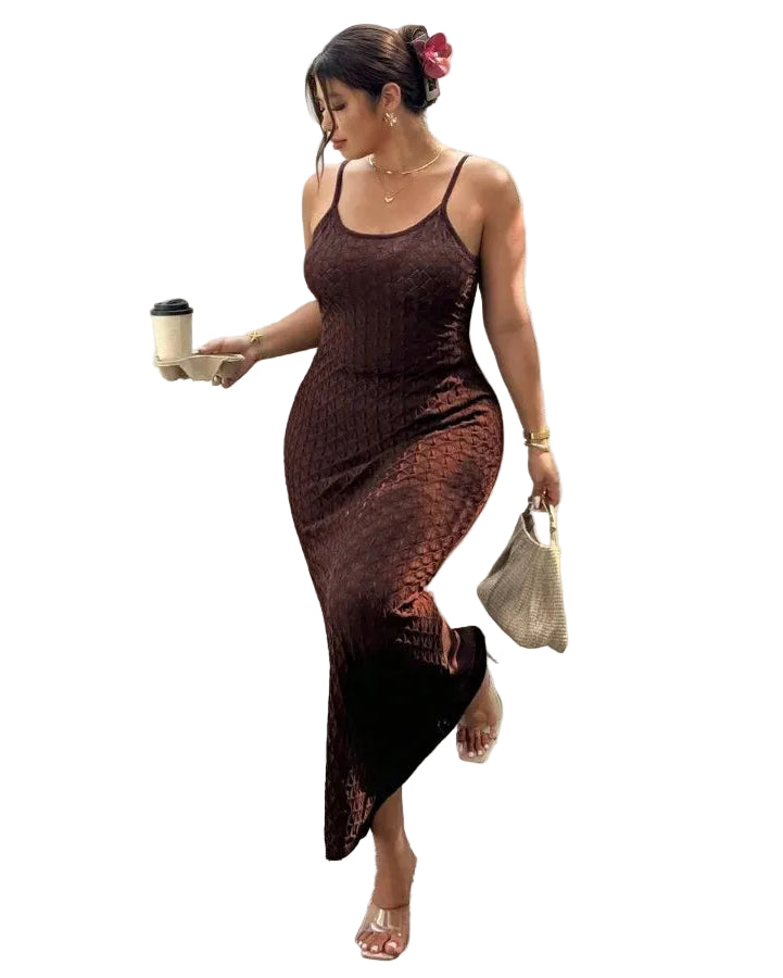 Minimalist Knit Camisole Maxi Dress with Fitted Silhouette and Clean Lines