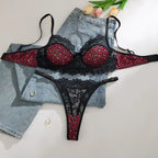 Wild Leopard Print Lace-Trim Demi Push-Up Bra and High-Leg Thong Set