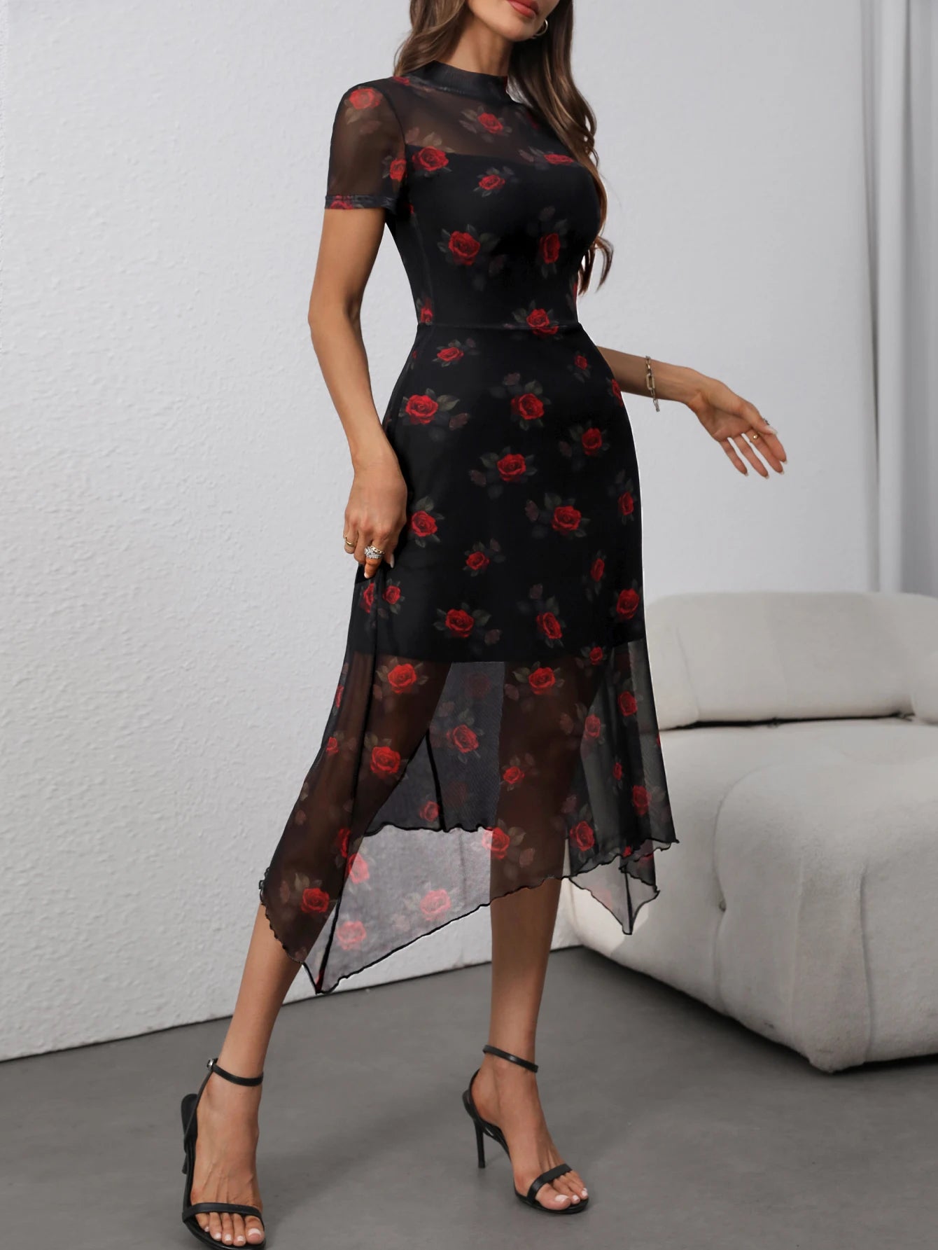 Vintage Floral Gothic Maxi Dress with Dark Alternative Fashion Aesthetic