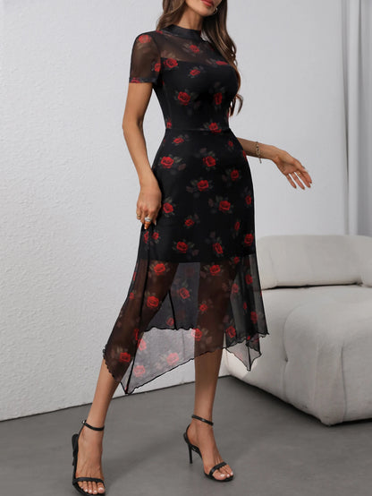 Vintage Floral Gothic Maxi Dress with Dark Alternative Fashion Aesthetic