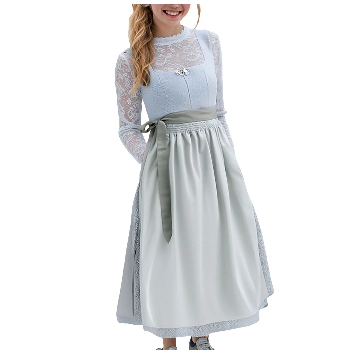 Vintage Inspired Lace Up Bodice Cottagecore Alternative Midi Dress
