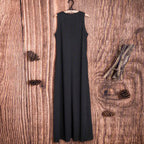 Oversized Sleeveless Maxi Dress with Pockets and Relaxed T-Shirt Silhouette