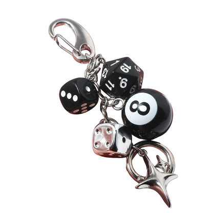 Y2K Dice Charm Keychain Alternative Streetwear Bag Accessory
