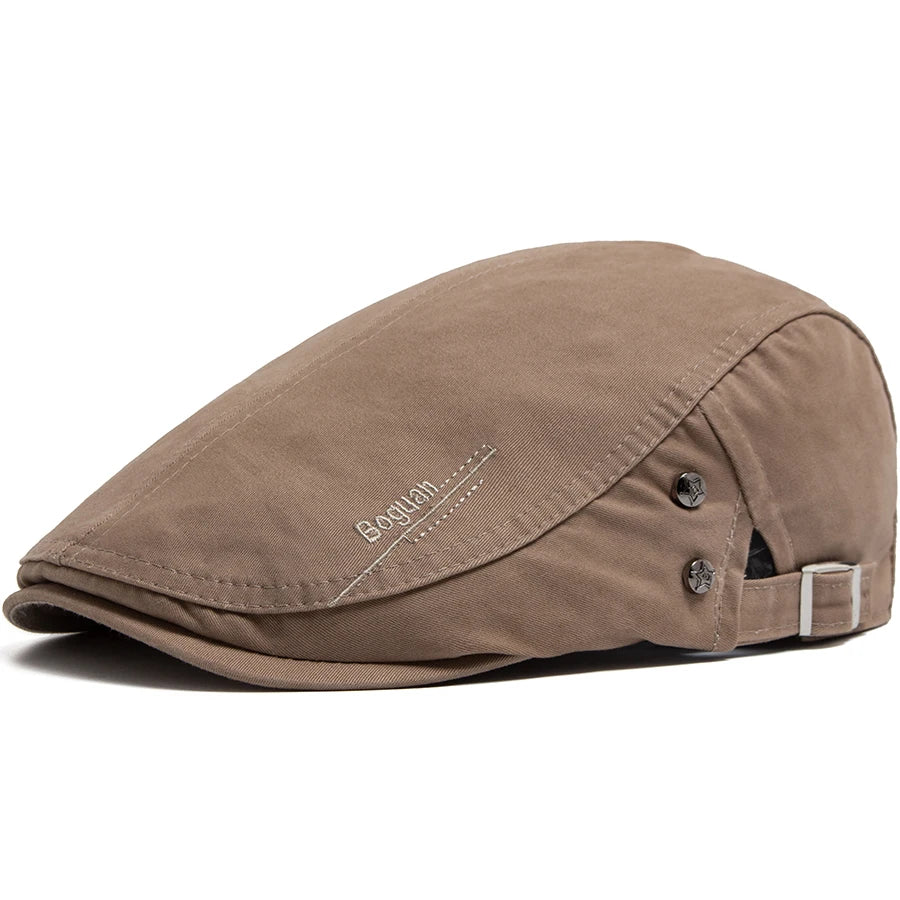 Classic Cotton Ivy Flat Cap Button Detail Casual Vintage Streetwear Beret Hat