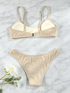Shimmering Champagne Scoop Neck Bralette Bikini Set