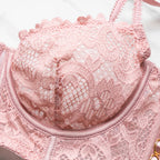 Dusty Rose Floral Lace Longline Underwire Lingerie Set