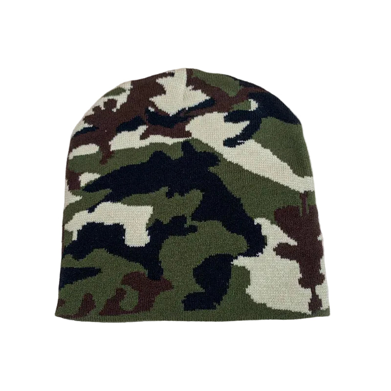 Camouflage Pattern Acrylic Knit Beanie for Contemporary Streetwear Winter Casual Everyday Fashion Style
