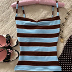 Striped Spaghetti Strap Tank Top with Slim Fit Knit Everyday Streetwear Camisole Design
