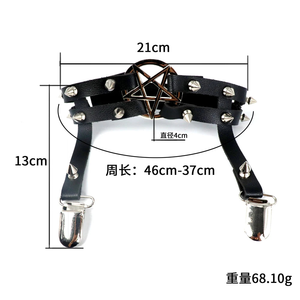 Pentagram Thigh Harness Garter Gothic Punk Alternative Statement Leg Accessory