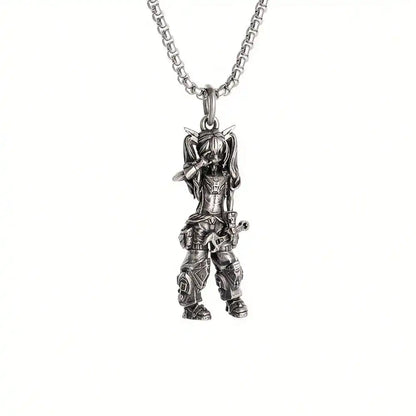 Gothic Figure Pendant Necklace with Dark Fantasy Alternative Statement Styling