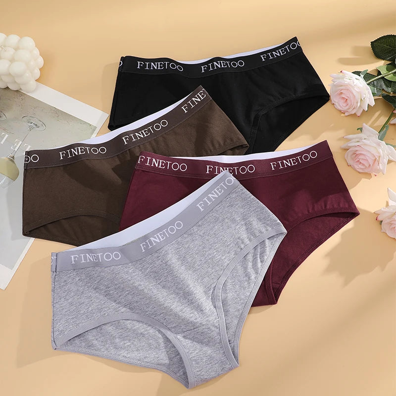 6-Piece Women’s Cotton Mid-Rise Bikini Briefs Set with Soft Stretch Fabric, Elastic Waistbands and Assorted Solid Colors