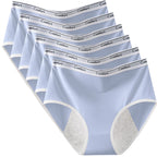 Six-Piece High-Waisted Menstrual Brief Set with Striped Waistbands