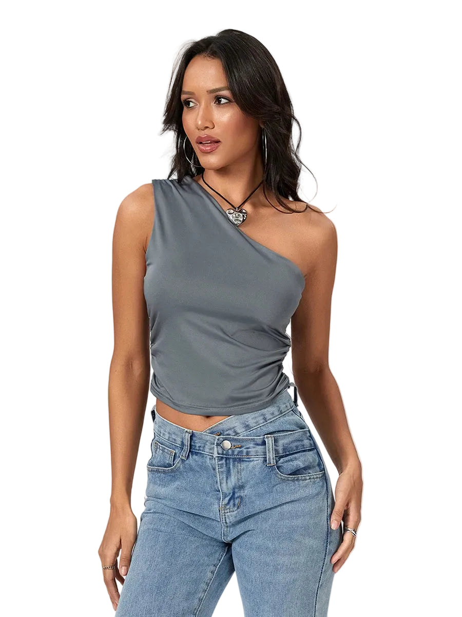 One-Shoulder Tank Top with Relaxed Fit Contemporary Casual Streetwear Style