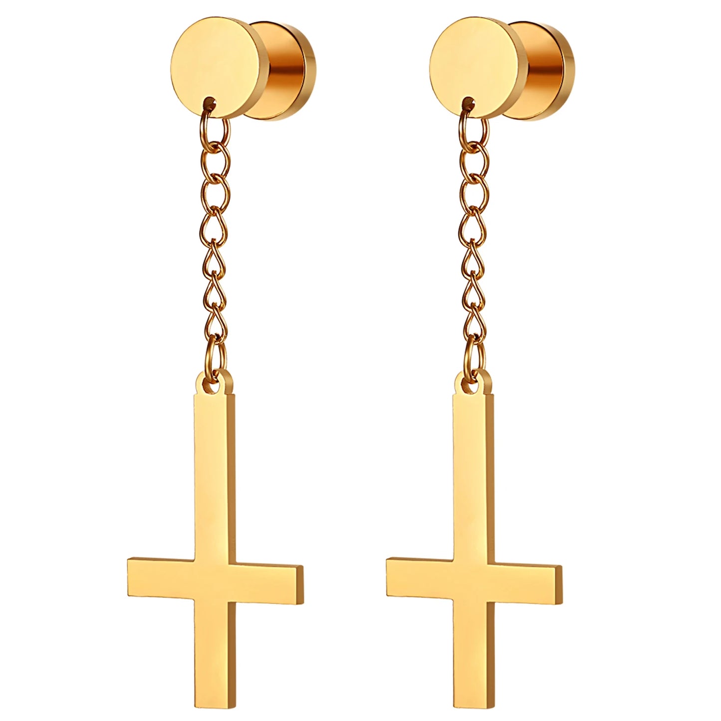 Gothic Cross Hoop Earrings for Punk and Alternative Statement Styling