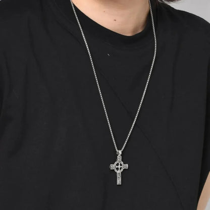 Vintage Gothic Celtic Cross Pendant Necklace with Intricate Alternative Symbolic Detailing