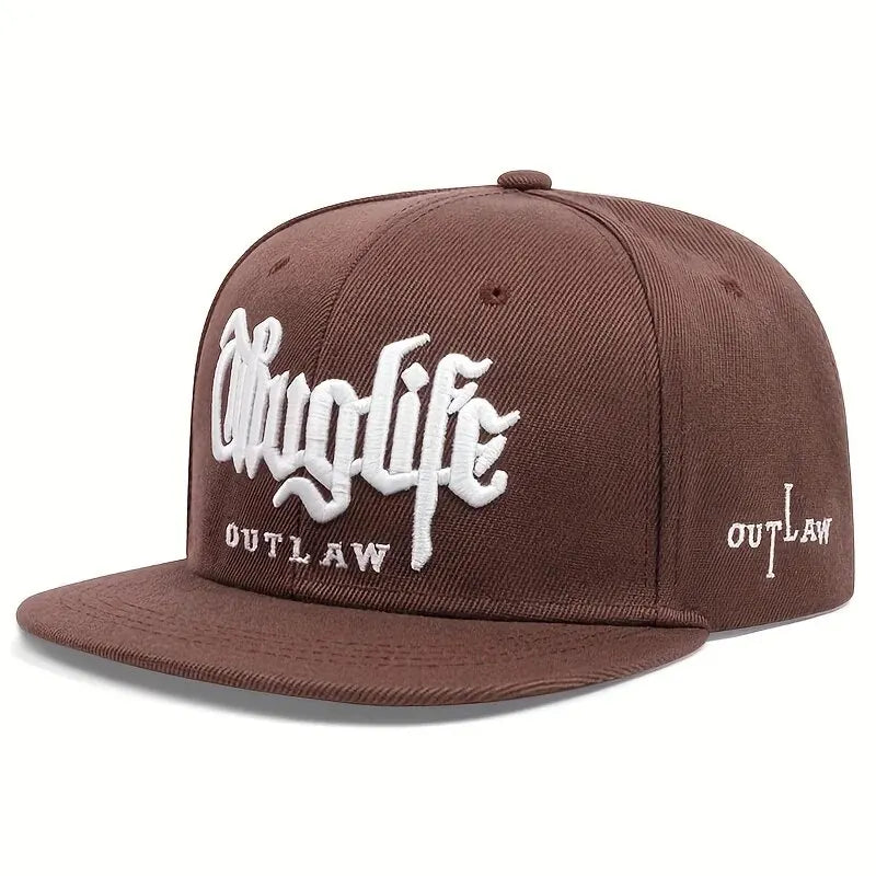 Embroidered Flat Brim Snapback Cap Adjustable Hip Hop Streetwear Baseball Hat
