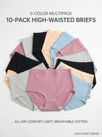 10-Pack Classic Mid-Rise Brief Panties in Assorted Solid Colors