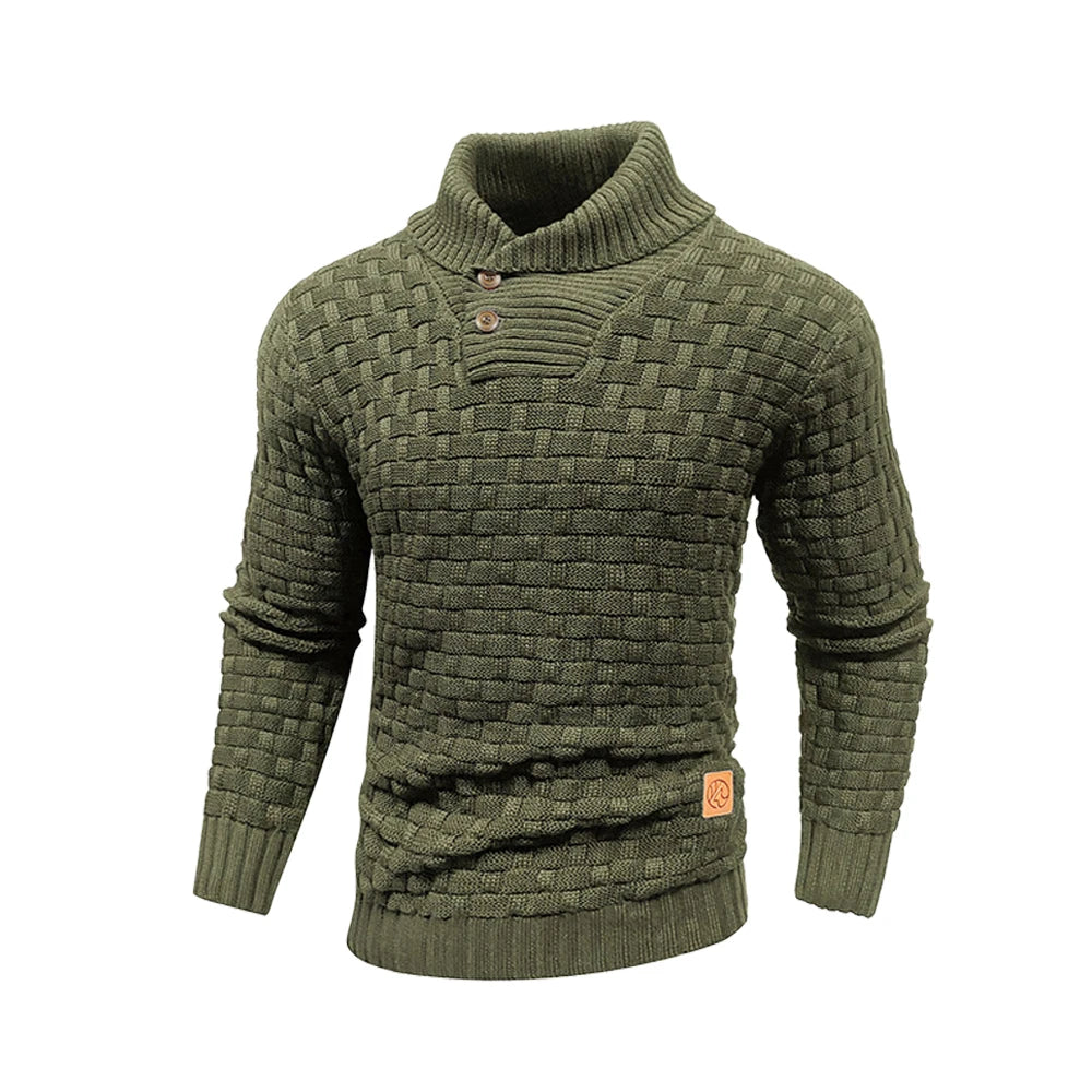 Men's Textured Mock Neck Relaxed Fit Contemporary Knit Sweater Pullover