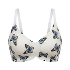 Cheerful Cherry Print Wire-Free Plunge Bra with Scalloped Trim