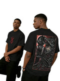 Oversized Streetwear Graphic Tee with Dark Manga Back Print Design
