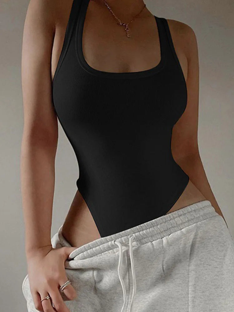 Halter Neck Sleeveless Bodycon Bodysuit for Gothic Clubwear and Festivals