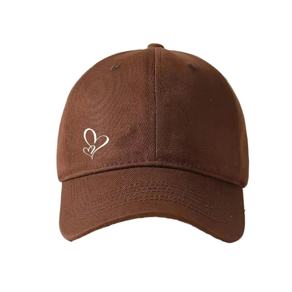 Minimalist Heart Embroidered Baseball Cap Adjustable Curved Brim Casual Streetwear Hat