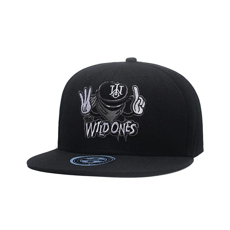 Embroidered Graphic Snapback Cap Adjustable Flat Brim Streetwear Baseball Fashion Hat