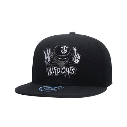 Embroidered Graphic Snapback Cap Adjustable Flat Brim Streetwear Baseball Fashion Hat