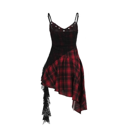 Plaid Corset Gothic Dress with Punk Alternative Streetwear Style