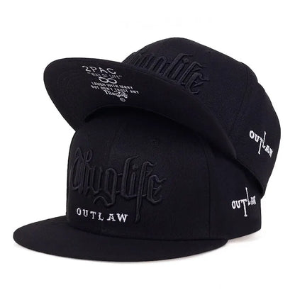 Embroidered Flat Brim Snapback Cap Adjustable Hip Hop Streetwear Baseball Hat