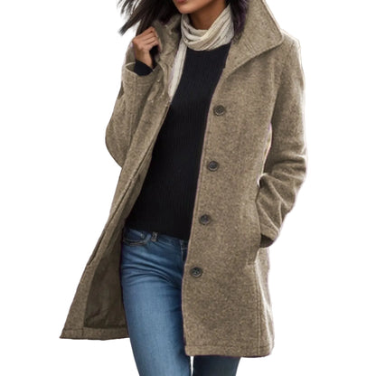 Women's Mid-Length Button Front Coat Relaxed Tailored Winter Casual Everyday Outerwear