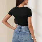 Western Graphic Crop Tee with Vintage Inspired Artwork and Slim Fit