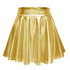 Glossy A-Line Mini Skirt with High Shine Streetwear Festival Styling
