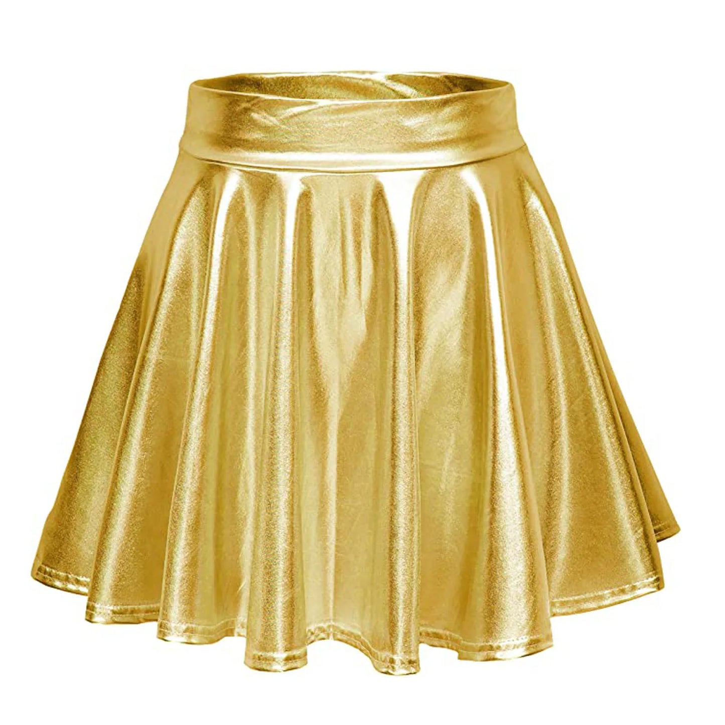 Glossy A-Line Mini Skirt with High Shine Streetwear Festival Styling