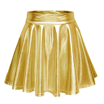 Glossy A-Line Mini Skirt with High Shine Streetwear Festival Styling