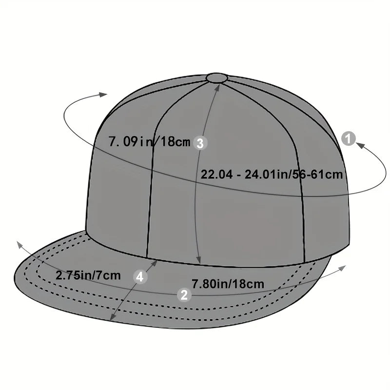 Embroidered Graphic Snapback Cap Adjustable Flat Brim Streetwear Baseball Fashion Hat