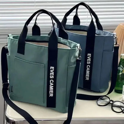 Large Capacity Nylon Tote Bag with Utility Pockets Casual Everyday Design