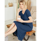 Women's Plus-Size Short-Sleeve Knee-Length Nightgown, Soft Casual Sleep Shirt with Relaxed Loungewear Silhouette