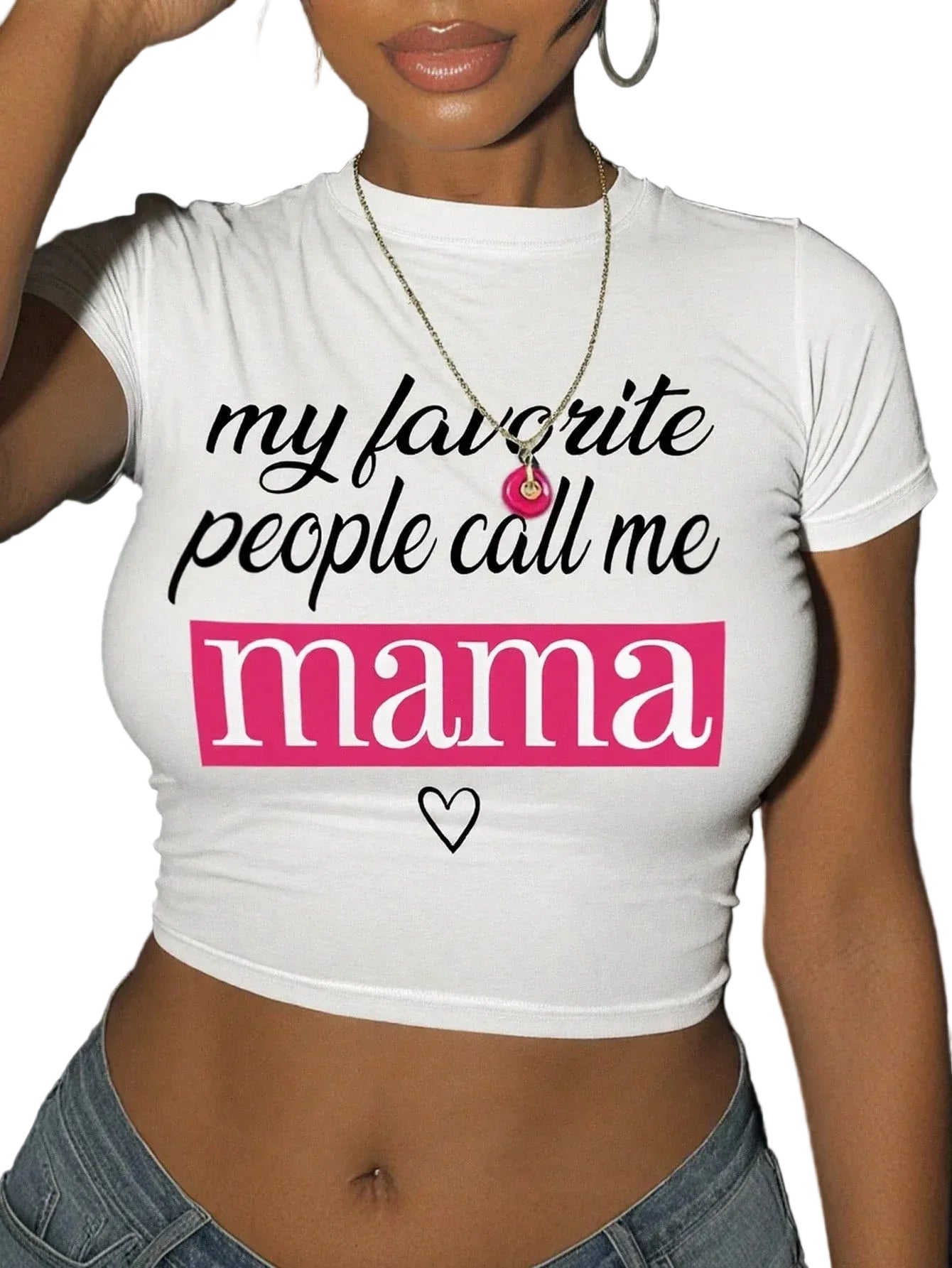 Typography Graphic Baby Tee with Slim Crop Fit and Casual Streetwear Style