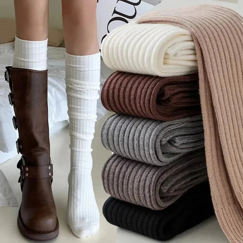 Ribbed Knee High Socks with Soft Stretch Knit for Everyday Casual Fashion Styling