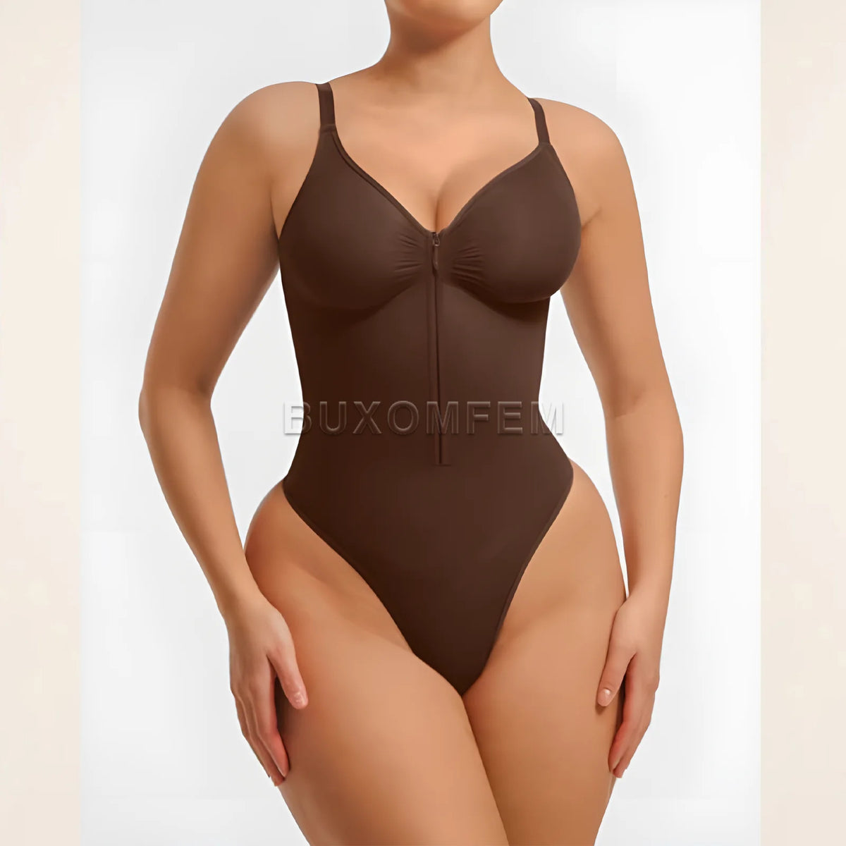 Vibrant Pink Zip-Front Sleeveless Shaping Bodysuit