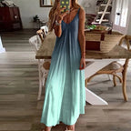 Gradient Print Spaghetti Strap Maxi Dress with Relaxed Boho Silhouette