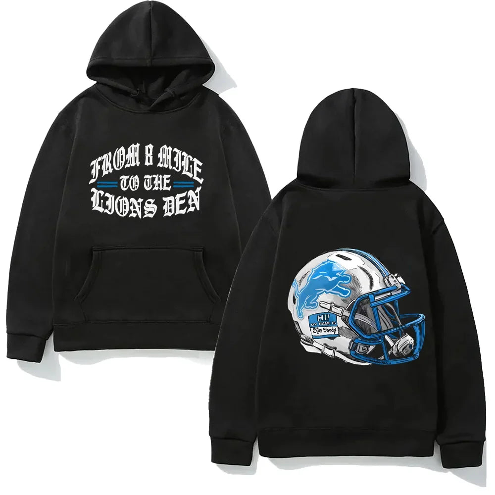 Oversized Graphic Helmet Print Fleece Hoodie for Urban Streetwear Styling