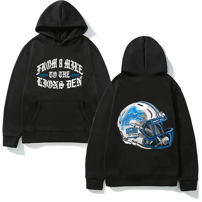 Oversized Graphic Helmet Print Fleece Hoodie for Urban Streetwear Styling