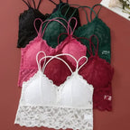 Floral Lace Longline Bralette and Coordinating Boyshort Set with Double Front Straps